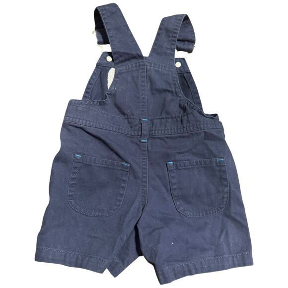 Miniwear Baby Overalls 12M Navy Baseball League 01 Embroidered Shortalls - Picture 4 of 8